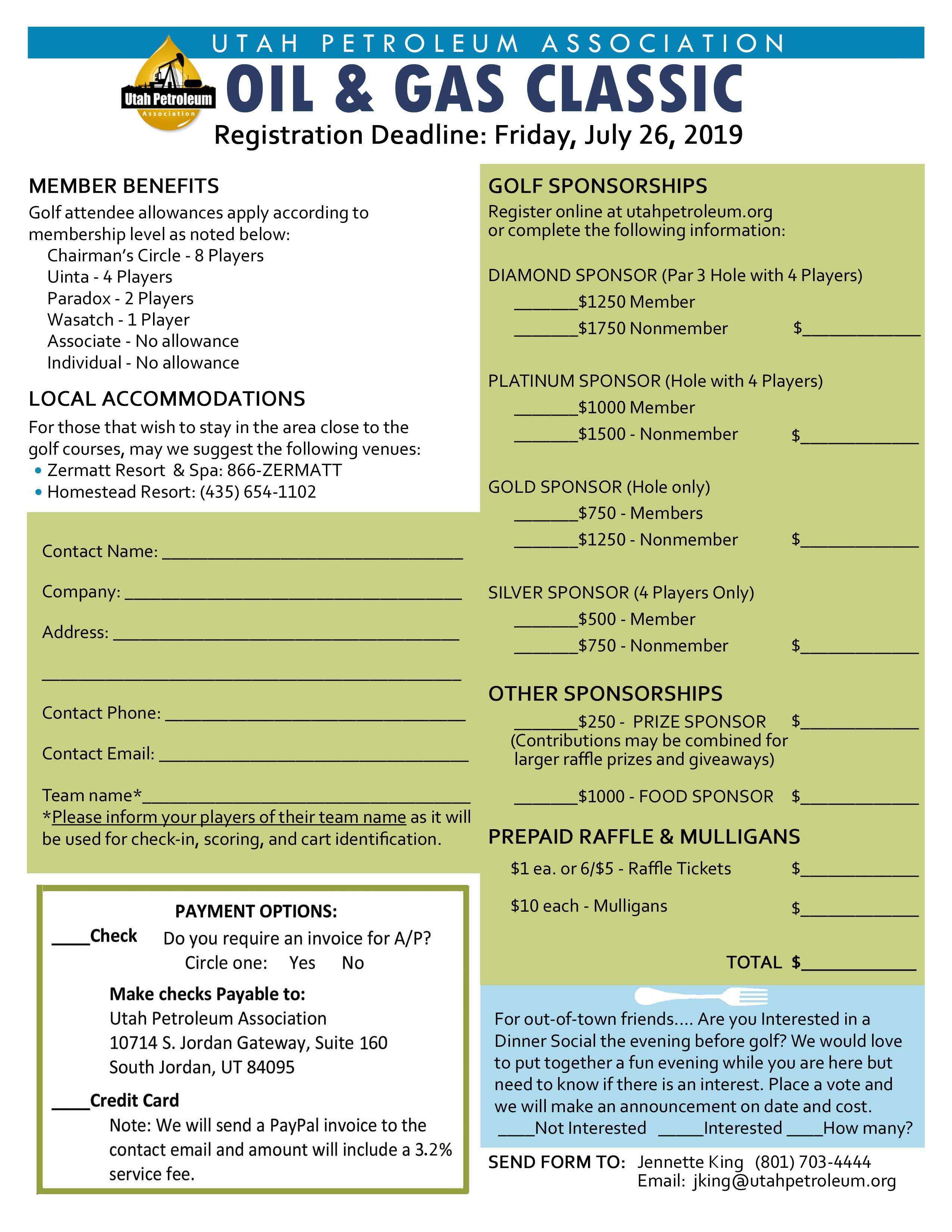 2019 Registration Form - UTAH PETROLEUM ASSOCIATION